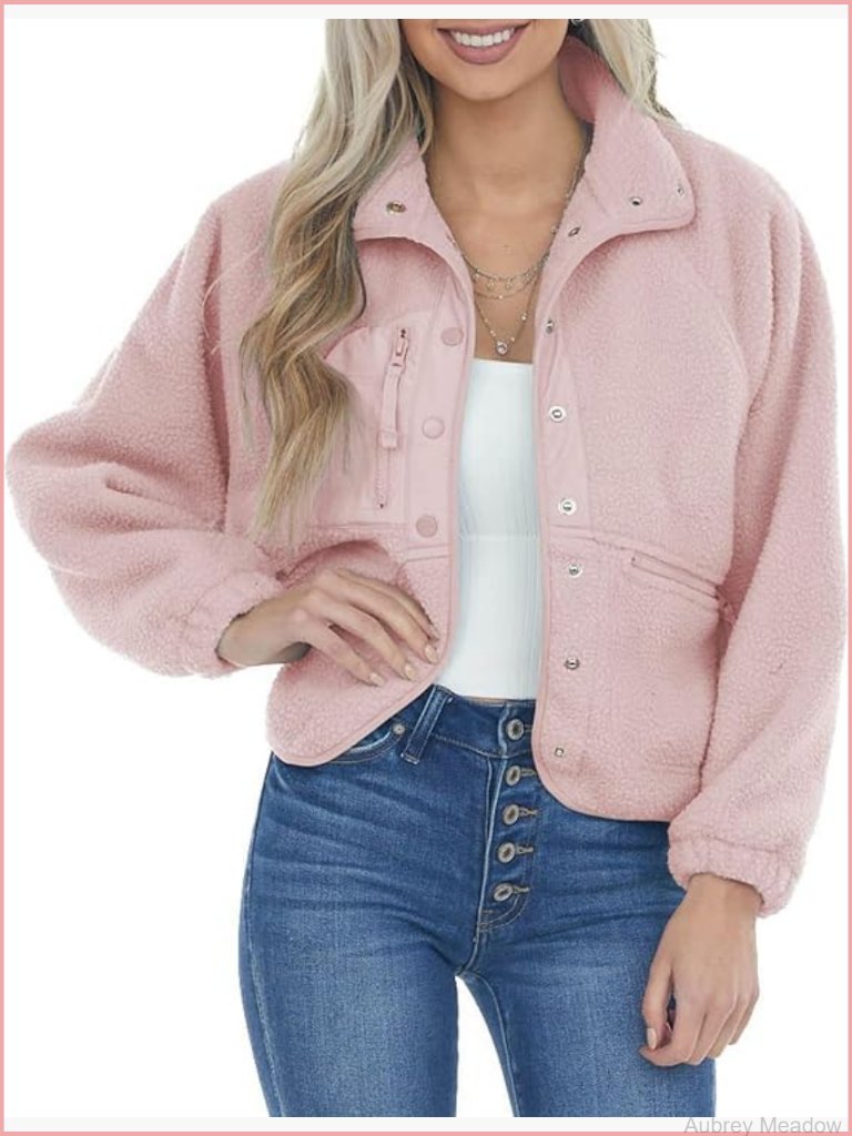 Casual Lapel Long Sleeve Fleece Jacket With Pockets